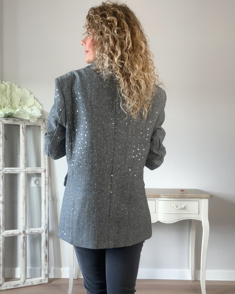 Blazer gris decorada