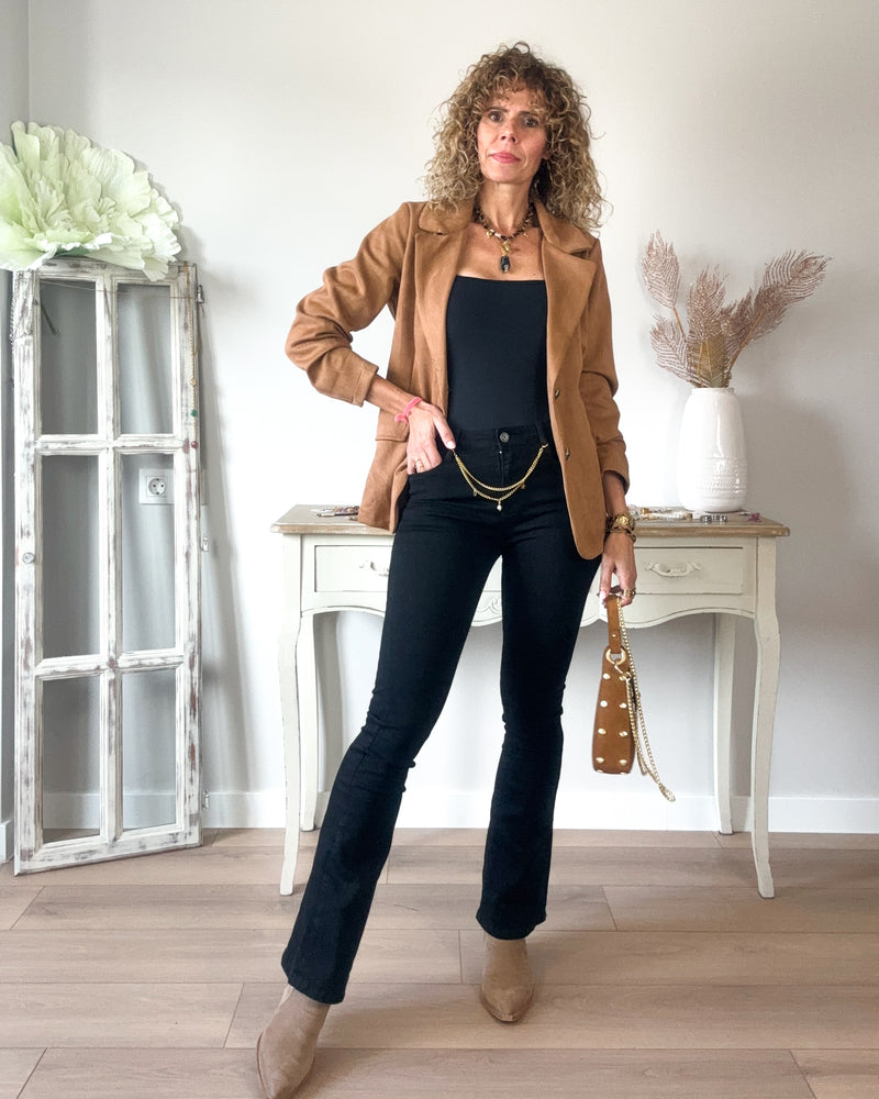 Blazer camel antelina