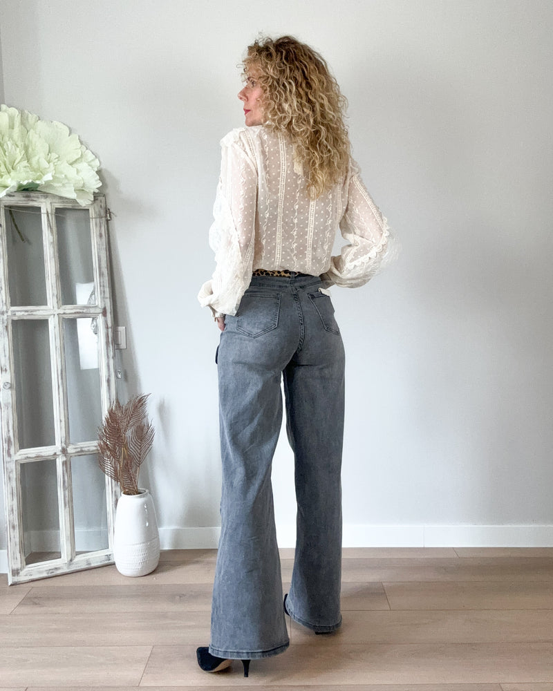 Jeans gris wideleg