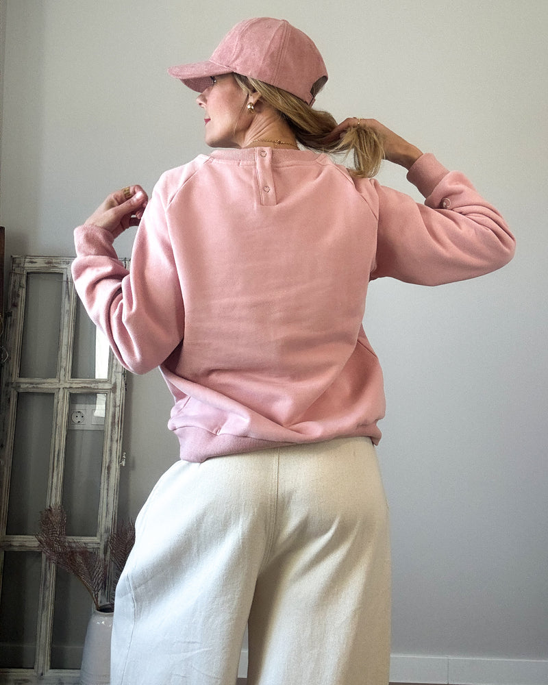 Sudadera rosa mensaje