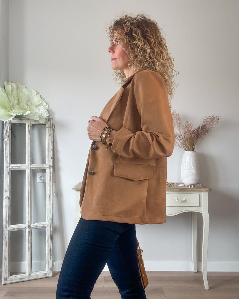 Blazer camel antelina