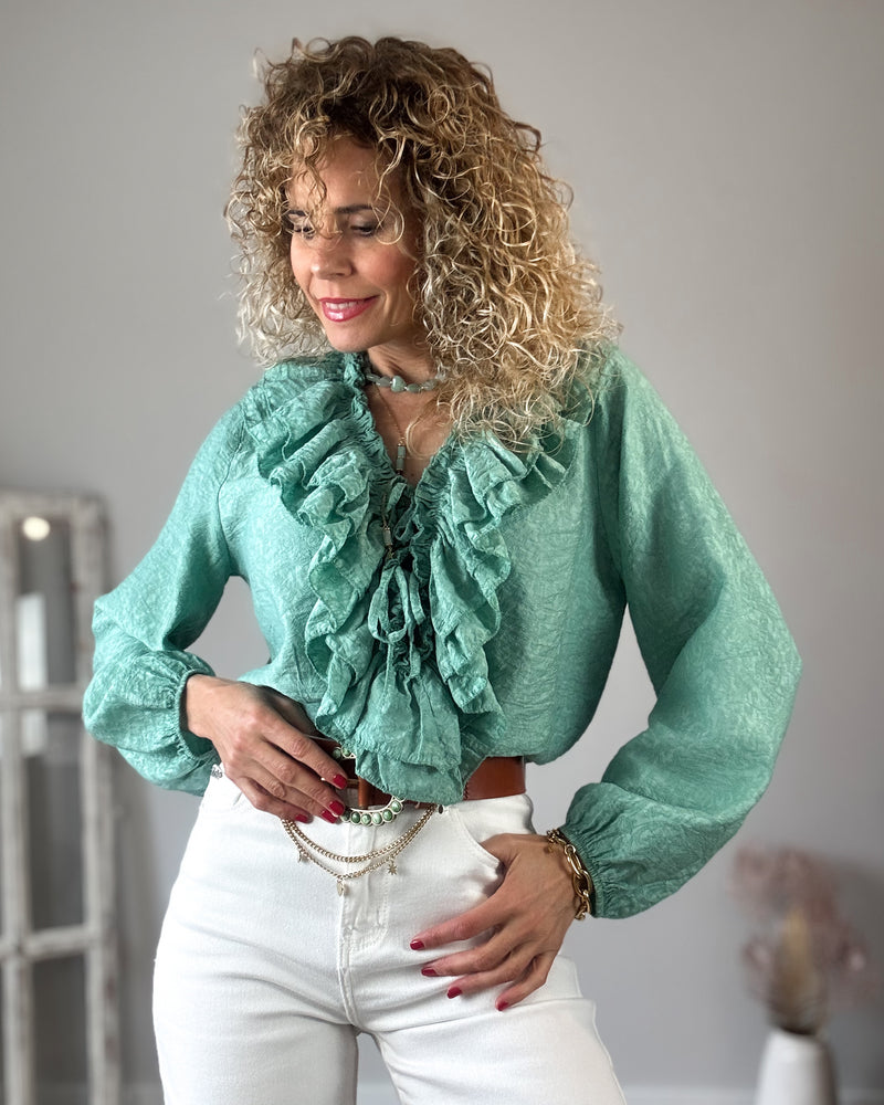 Blusa verde volantes