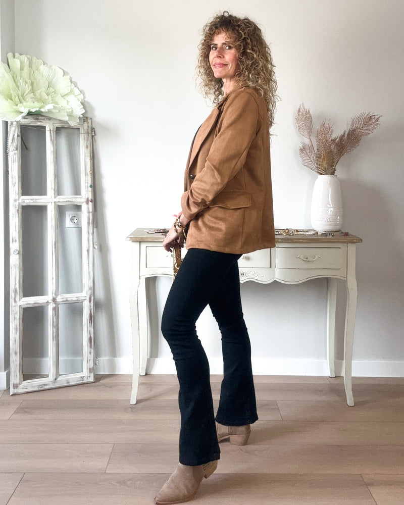 Blazer camel antelina