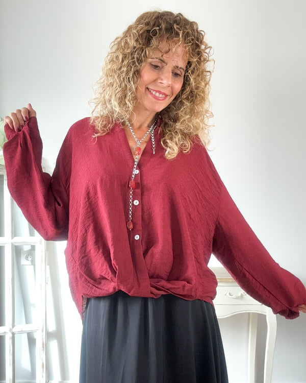 Blusa burgundy cruzada