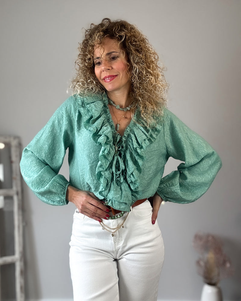 Blusa verde volantes