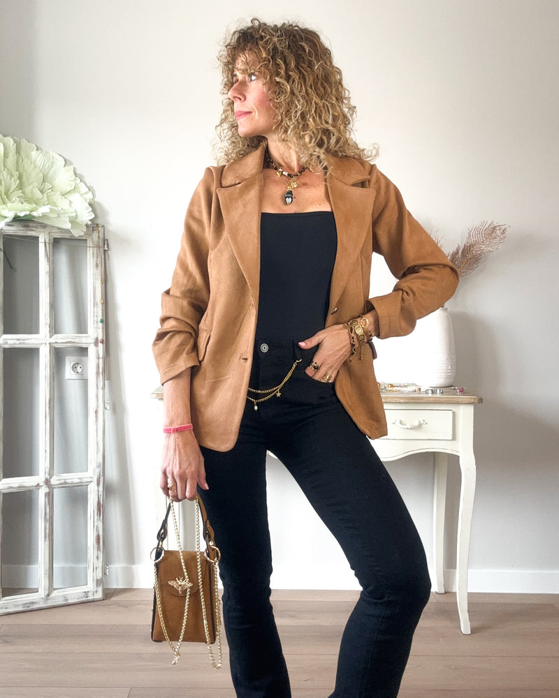 Blazer camel antelina