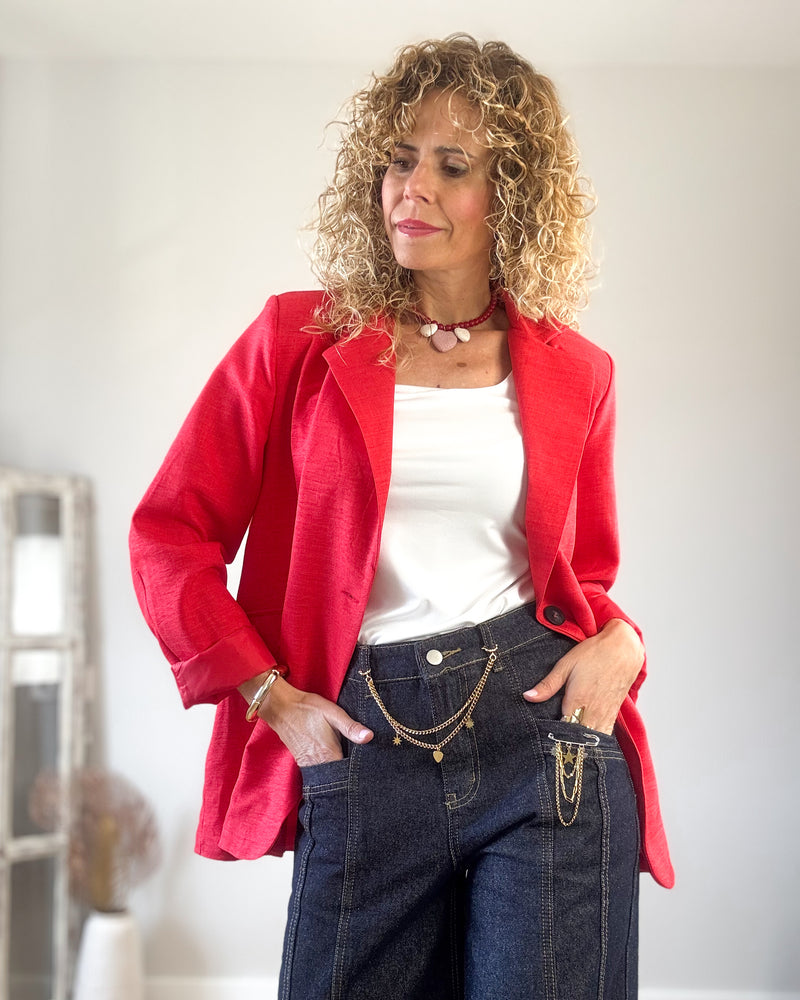 Blazer roja mujer chaqueta