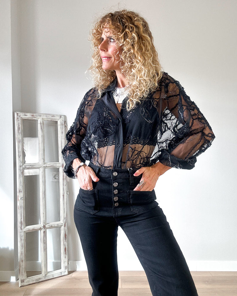 Blusa negra lurex