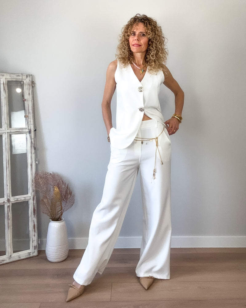 Conjunto mujer traje chaleco blanco 