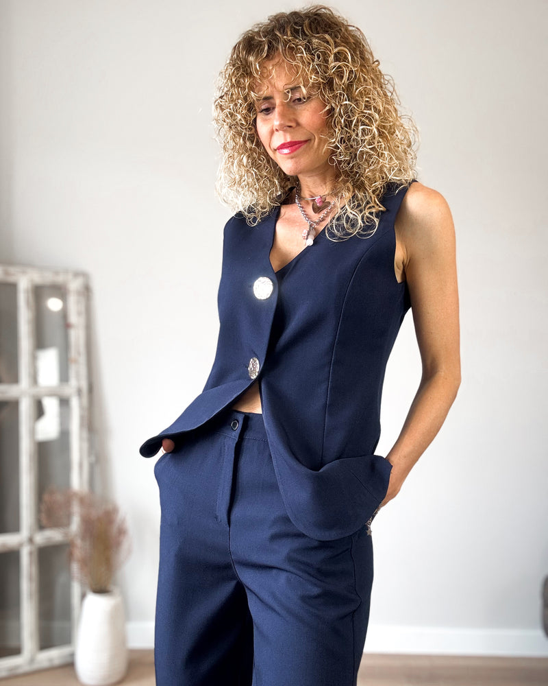 Conjunto traje mujer azul marino