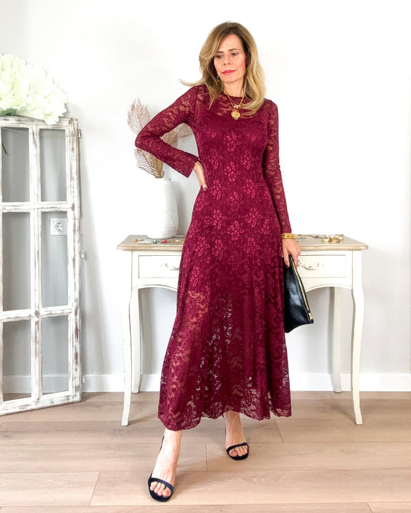 Vestido burgundy encaje