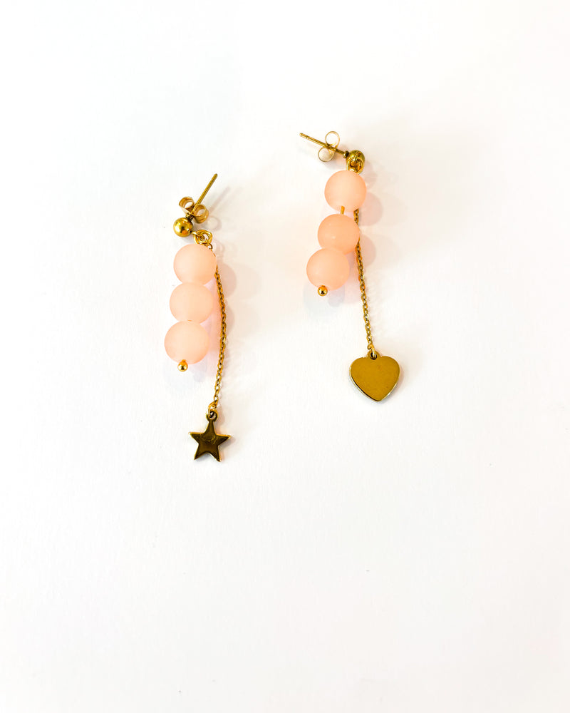 Pendientes cristal coral largo