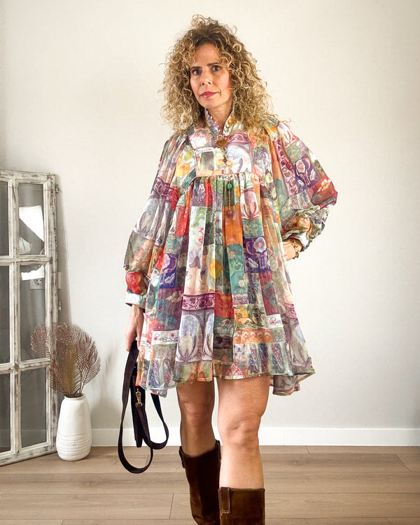 Vestido Boho vaporoso estampado